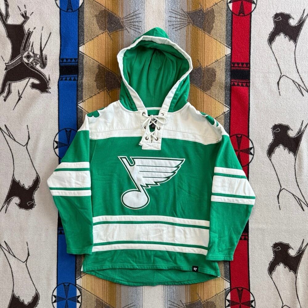 Men’s St. Louis Blues St. Patrick’s Day Hockey Hoodie Sweatshirt Size Medium